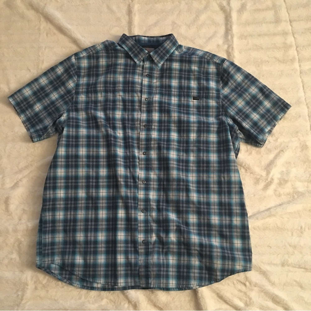 XL 5.11 tactical plaid button up turquoise